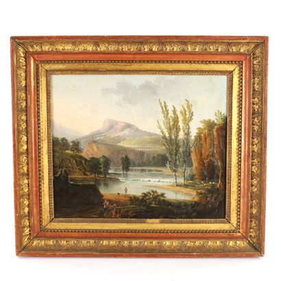 null PAIR OF ANTIQUE LANDSCAPES, late 18th century

Oil on canvas

In gilded wood...