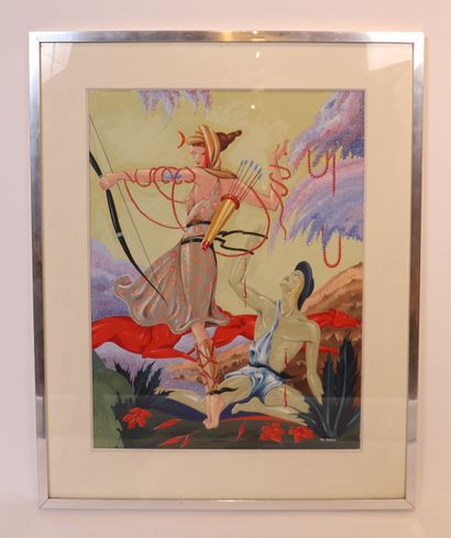 null BEAUTIFUL GOUACHE "DIANE AND ACTEON" by W PERA, XXth

Framed under glass

52...