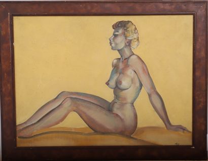 null TABLEAU "NUDE SEATED WOMAN" attributed to Albert REISS (1909-1989)

Oil on cardboard...