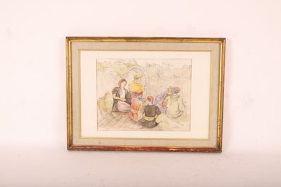 null ORIENTALIST PAINTING "STREET SCENE" by B. BOUSSEIN (early 20th century)

Watercolor...