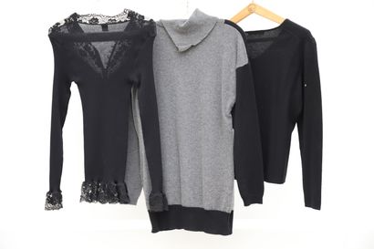 null Lot of 3 clothes including:

-black top Oscalito, t4

-grey and black sweater,...