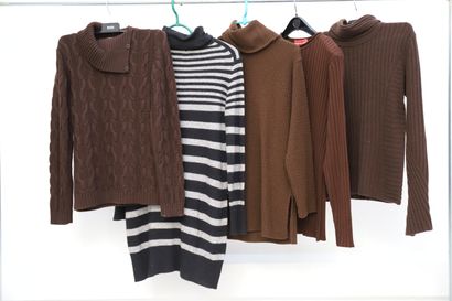 null Lot of 5 clothes including:

-brown sweater L'espace Cashmere

-black grey striped...