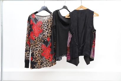 null Lot of 3 clothes including :

-long sleeved flower and leopard top

-top with...