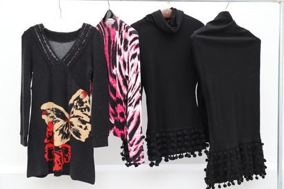 null Lot of 3 clothes including:

-black sweater with flowers

-pink striped sweater...