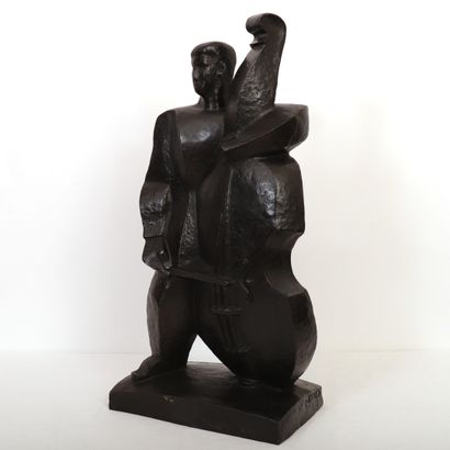 null CUBIST SCULPTURE "THE VIOLINCELLIST" by Pablo Curatella MANES (1891-1922) 

Bronze...