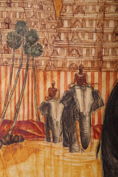 null 
André MAIRE (1898-1984)

Les éléphants sacrés à Madurai

Huile sur toile d’origine

Signé...