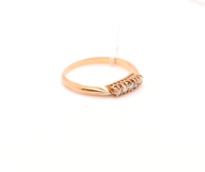 YELLOW GOLD RING DECORATED WITH FIVE SMALL...