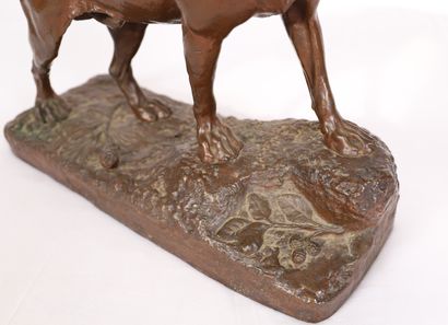 Léon Bureau BEAUTIFUL "ABOYING HUNTING DOG" by Léon BUREAU (1866-1906)
Bronze with...