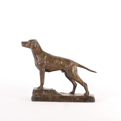 R. Dreux SCULPTURE "CHIEN DE CHASSE" de R DREUX (XIXe)
Bronze à patine médaille
Signé...