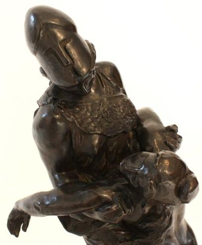 null LA SAGESSE SOUTENANT LA LIBERTE Bronze d' Aimé Jules Dalou de 1889 Numéroté...