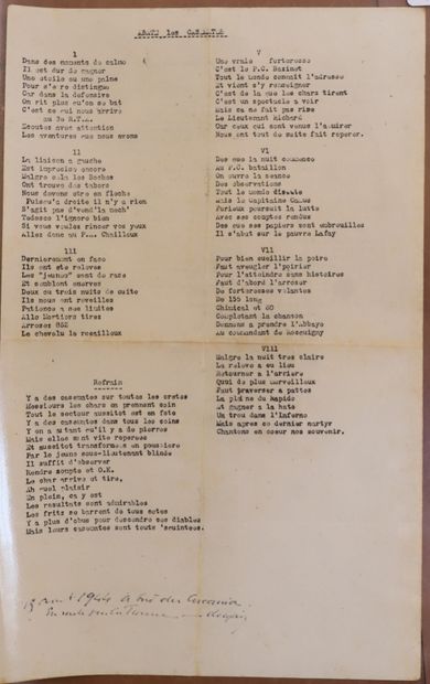 null Chansons écrites à bord du bateau Carcassia le 15 août 1944 avant le débarquement...