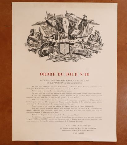 null AFFICHE RHIN et DANUBE 
Ordre du jour n° 10
P.C, LINDAU du 27 juillet 1945 
J-DE...