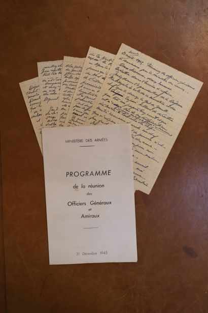 null Programme de la réunion des Officiers Généraux et Amiraux du 21/12/1945 avec...