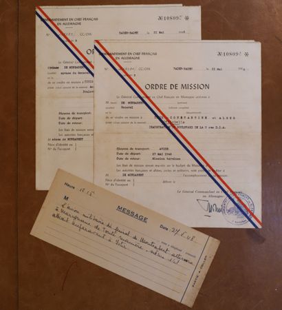 null Ordre de Mission pour le Général De Monsabert et son épouse le 21 mai 1948,...