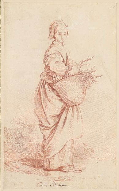  François BOUCHER (1703-1770)
La contadina
Sanguine
23 x 14,5 cm
Titré « Contadina... Gazette Drouot