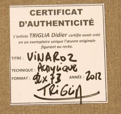 null TABLEAU DE TRIGLIA Acrylique sur toile signé de Didier TRIGLIA (1966-) H: 120;...