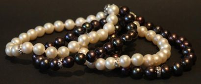 null BRACELET Bracelet a quatre rangs de perles noires et blanches D: 6.5 cm