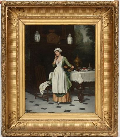 null TABLEAU "LA SOUBRETTE"

Huile sur toile encadrée, représentant une servante...