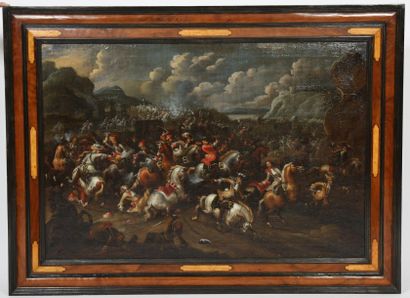 null TABLEAU A "SCENE DE BATAILLE" XVIIè

Huile sur toile encadrée représentant un...