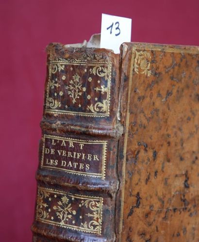 null L’ART de VERIFIER les DATES. Paris Desprez 1770. In-folio relié époque.

Défauts,...