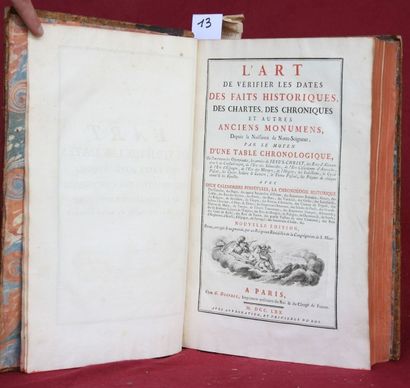 null L’ART de VERIFIER les DATES. Paris Desprez 1770. In-folio relié époque.

Défauts,...