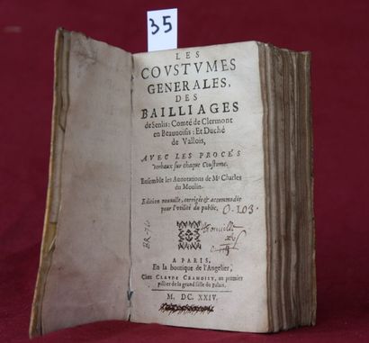 null COUTUMES de SENLIS – CLERMONT – BEAUVOISIS et VALLOIS par Charles du MOULIN....