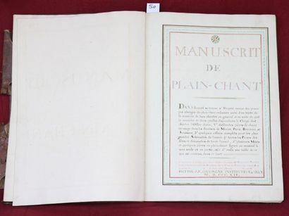 null MANUSCRIT de PLEIN-CHANT. Silly 1814, volume in-plano. Texte orné de motifs...