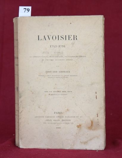 null LAVOISIER 1743 – 1794. Ed. GRIMAUX. 1888. In-8 broché.