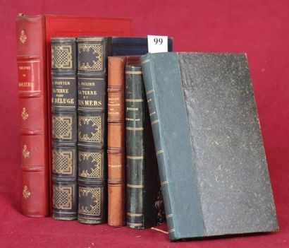 null FIGUIER – MOLIERE – HISTOIRE et divers. LOT de 6 volumes reliés.