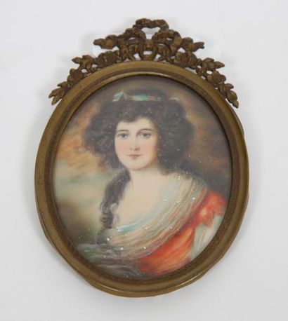 null MINIATURE "PORTRAIT D'ELEGANTE" /MINIATURE "PORTRAIT OF ELEGANT" Représentant...