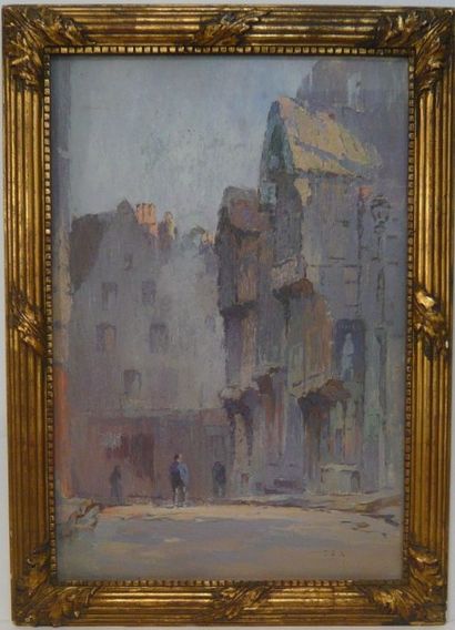 null PASTEL "MAISONS A COLOMBAGES" de Charles Salomon KOECHLIN 

Huile sur carton...