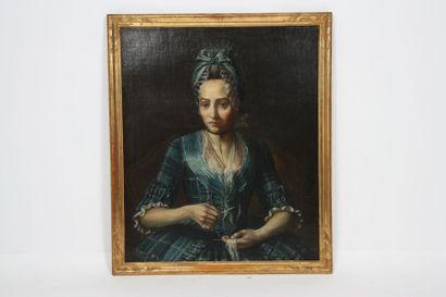 null PORTRAIT "FEMME DE QUALITE" XVIIIè 

Huile sur toile représentant le portrait...