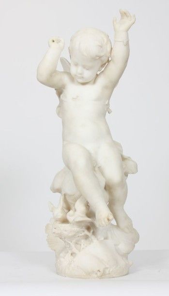 null MARBRE "AMOUR"

En marbre blanc, représentant un amour assis sur des nuées observant...