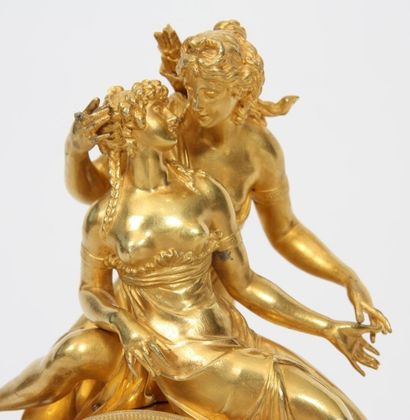 null PENDULE "DIANE ET JEUNE FEMME" XIXè

En bronze doré ciselé sur un socle en marbre...