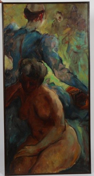 null ETUDE DE FEMME NUE

Huile sur toile représentant une femme nue dans une scène...