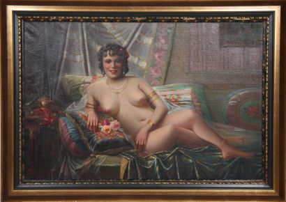 null NU FEMININ

Huile sur toile représentant une femme nue orientale.

Portant la...