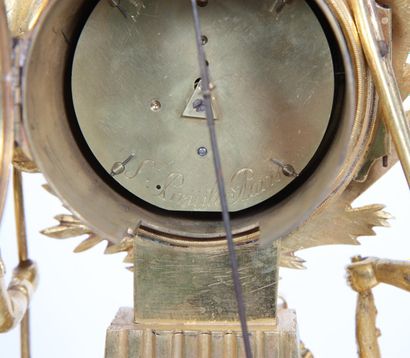 null PENDULE "AUX ENFANTS GUERRIERS" LOUIS XVI 

En bronze doré et marbre blanc présentant...