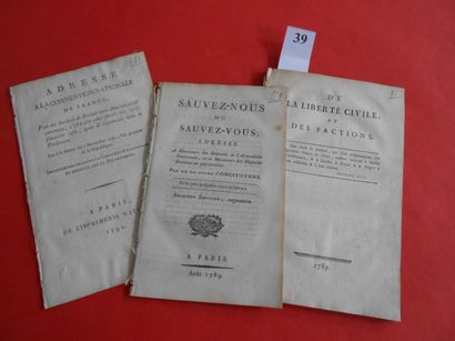 null REVOLUTION - DE LA LIBERTE CIVILE et DES FACTIONS. 1789, brochure in-8 de 96...