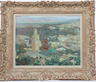 null TABLEAU "VUE DE LA VILLE DE FES" DE ALBERT CHARLES DEQUENE (1897-1973)

Huile...