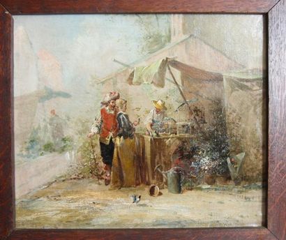 null ENSEMBLE DE DEUX TABLEAUX" SCENES CHAMPETRES" 

Huiles sur toile encadrées dans...