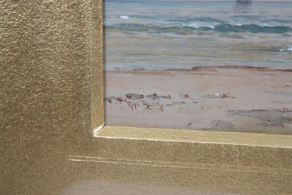 null AQUARELLE "MARINE" 

Aquarelle sous verre encadrée, représentant une plage animée...