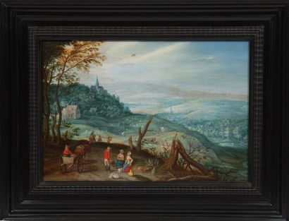 null Samuel VAN DER HECKEN (Anvers CA 1595-Amsterdam après 1637)
"Paysage animé"
De...