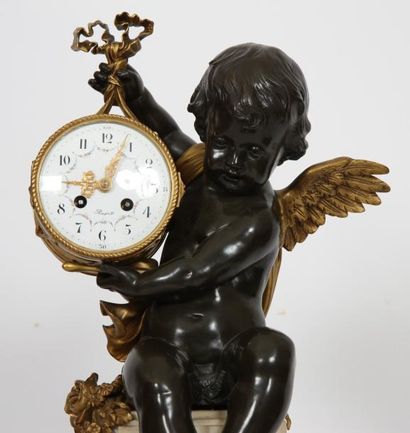 null PENDULE "ANGELOT AU TAMBOUR" XIXè

En bronze patiné et doré figurant un angelot...