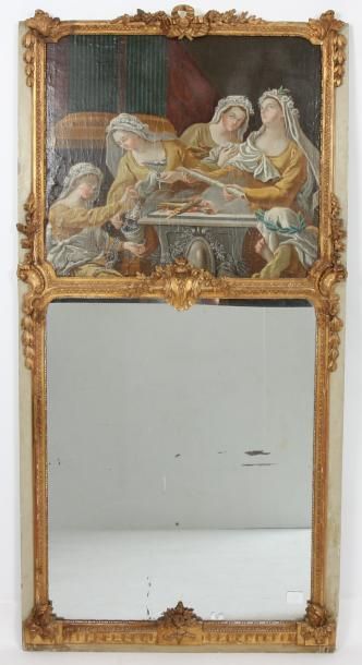 null TRUMEAU LOUIS XVI

A miroir surmonté d'une huile sur toile représentant cinq...