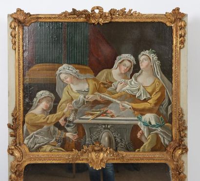 null TRUMEAU LOUIS XVI

A miroir surmonté d'une huile sur toile représentant cinq...