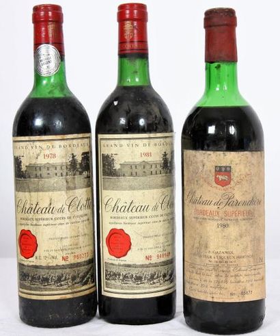 null lot de 3 bouteilles de bordeaux

-1 bouteille de CHATEAU DE PARENCHERE 1980...