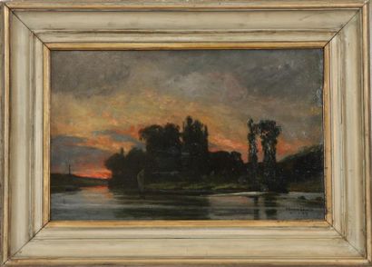 null TABLEAU "BORD DE L'OISE A CREIL" DE HENRI-EMILE BRUNNER-LACOSTE (1838-1881)

Huile...