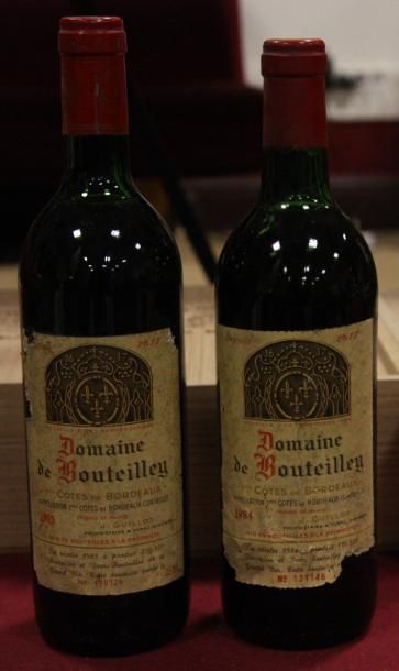 null Lot de 2 btes DOMAINE DE BOUTEILLEY 1ères Côtes de Bordeaux 1984