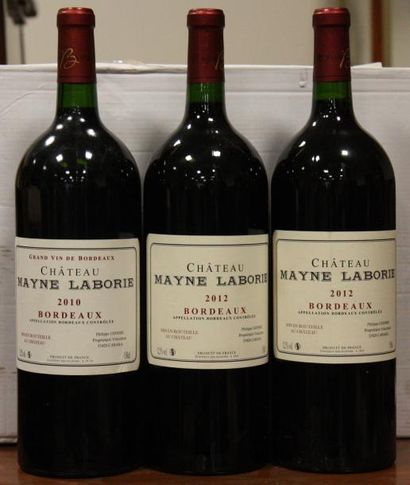 null Lot de 3 magnums Chateau MAYNE LABORIE Bordeaux 2010 et 2012

Dont un année...