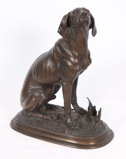 null BRONZE "CHIEN ASSIS" DE FERDINAND PAUTROT (1832-1874)

Bronze patiné, reposant...